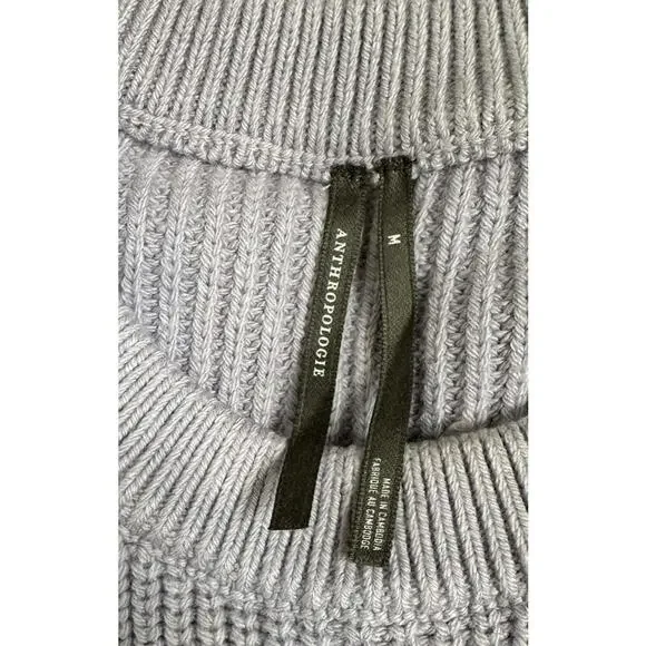 Anthropologie Skater Sweater Dress Sz M Rib Knit Lavender Crew Neck Long Sleeve - Picture 6 of 7